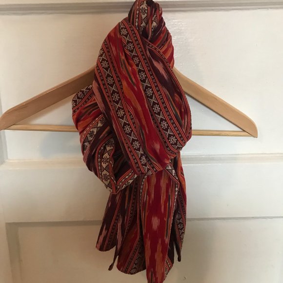 Madewell Accessories - Orange & Red Flameweave Ikat Madewell Scarf